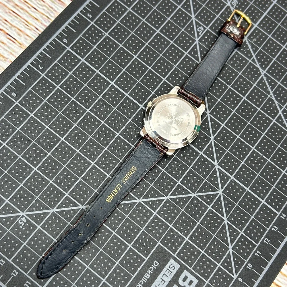 SWEDA IFC Quartz Watch Stainless Steel Back Water Resistant Genuine Leather Band